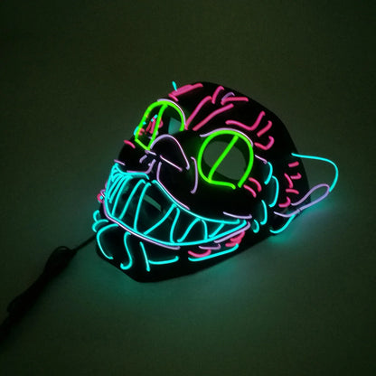 High Quality Cat King Full Face  Headgear Mask Nightclub Disco Decorative Light Mask Halloween LED Glowing Mask