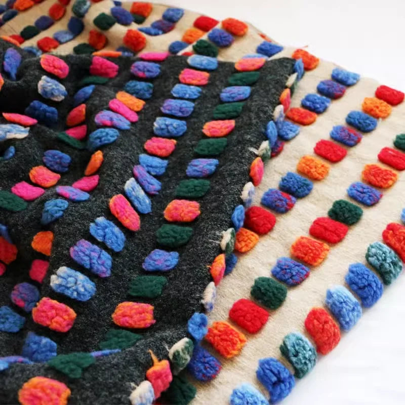 1yard Fluffy Wool Knitted Jacquard Plush Faux Fur Fabric,Clothing Floor Mat Carpet Plush Cloth Fabric Fur Fabric for Patchwork