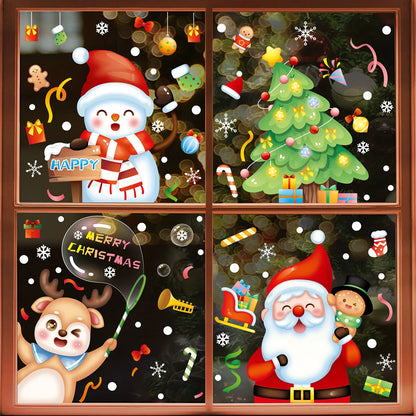 Christmas Stickers, Snowflake,Elk,Snowman,Santa Claus for Door, Wall, Window, Decoration Display
