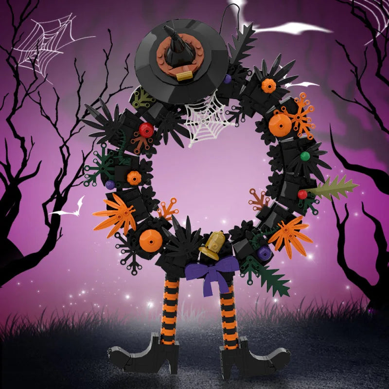 Halloween Terror Movies MOC Witch Hat Building Block Set Kids Toy With Pumpkin Door Tree Ghost Bricks Gift for Children