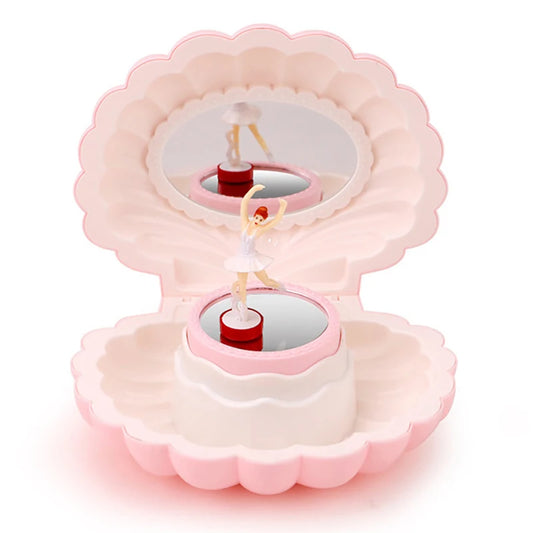 1Pc Shell Shaped Clockwork Musical Boxes Girls Dancing Ballerina Musical Box Christmas Birthday Jewelry Box Gifts Ornaments