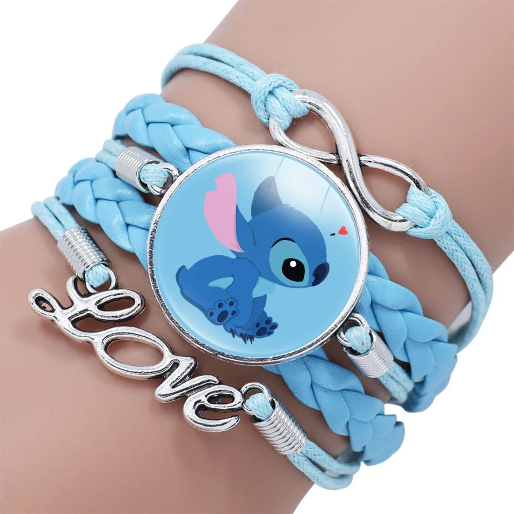 Disney Stitch Bracelet Cartoon Lilo & Stitch Anime Figures Print Cute Wristand Present Kids Toys Girls Christmas Party Gift Toy
