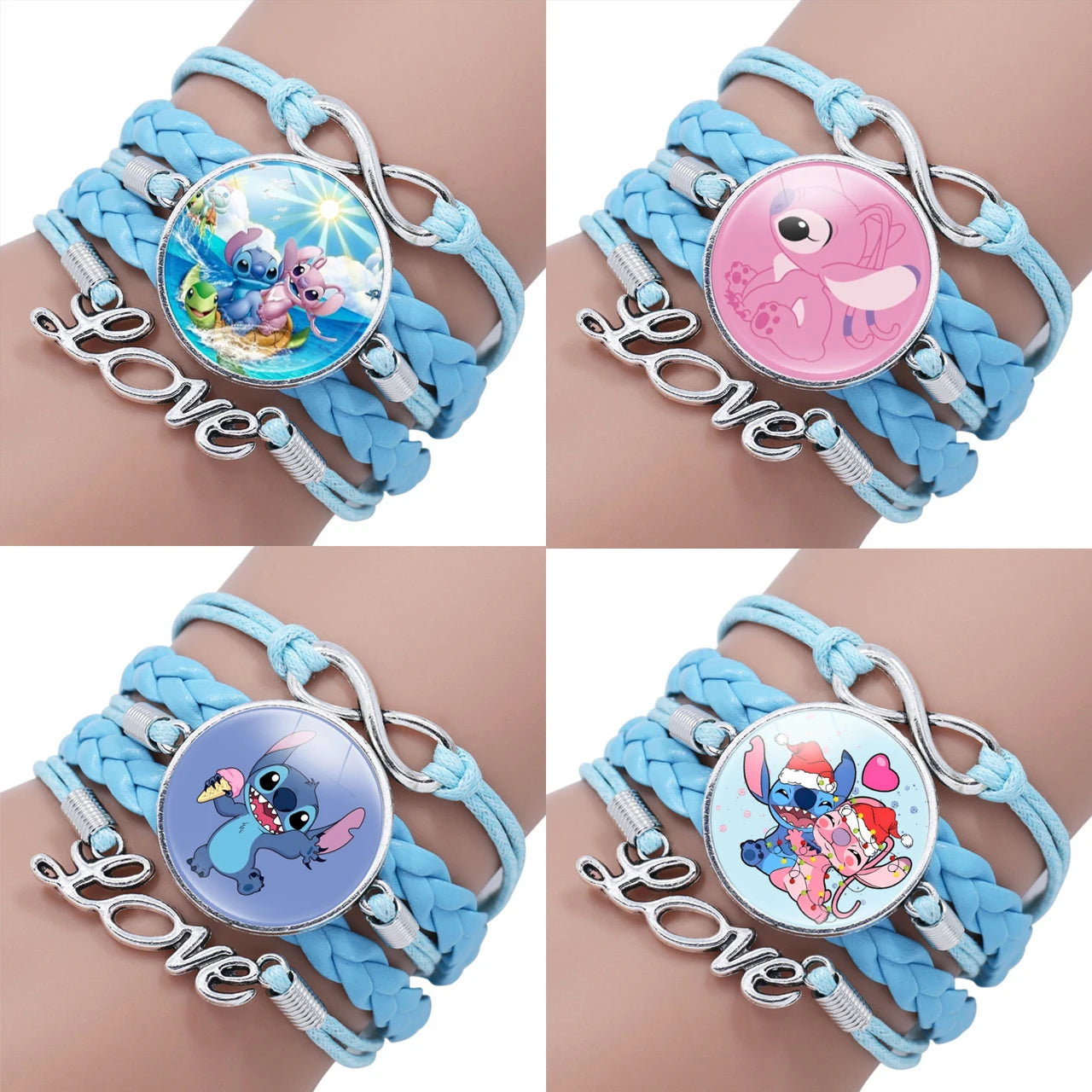 Disney Stitch Bracelet Cartoon Lilo & Stitch Anime Figures Print Cute Wristand Present Kids Toys Girls Christmas Party Gift Toy
