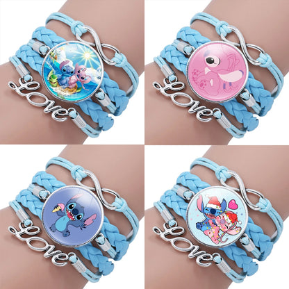 Disney Stitch Bracelet Cartoon Lilo & Stitch Anime Figures Print Cute Wristand Present Kids Toys Girls Christmas Party Gift Toy