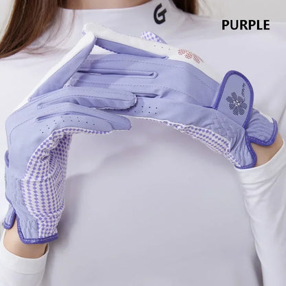 Golfist 1 Pair Ladies Left Right Hand Golf Gloves Women Anti-Slip Granules Golf Mittens Korean Style Breathable Elegant Gloves