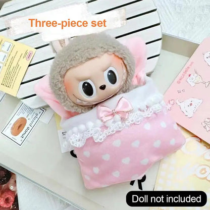 Doll Bed for Labubu Bed Contain 2 Pillows Sleeping Bag 1/12 BJD Doll GSC Body9 for Molly DOD YMY Obitsu11 Doll Accessories