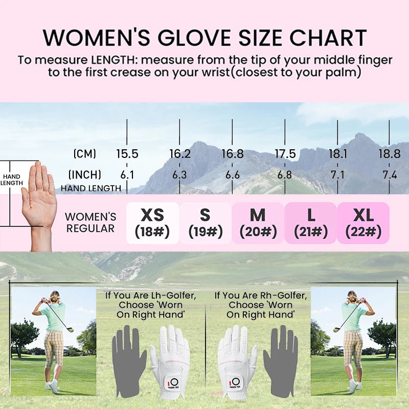 Womens Ladies Golf Rain Gloves Pair Both Hand Left Right Hand, Wet Hot Cool Grip