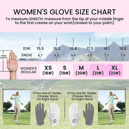 Womens Ladies Golf Rain Gloves Pair Both Hand Left Right Hand, Wet Hot Cool Grip