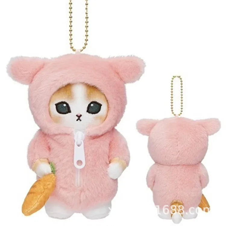 Kawaii Sanrio Plush Keychain Pendant Cartoon Mofusand Shark Cat Cross-Dressing Hello Kitty Kuromi Doll Stuff Backpack Decor Toys