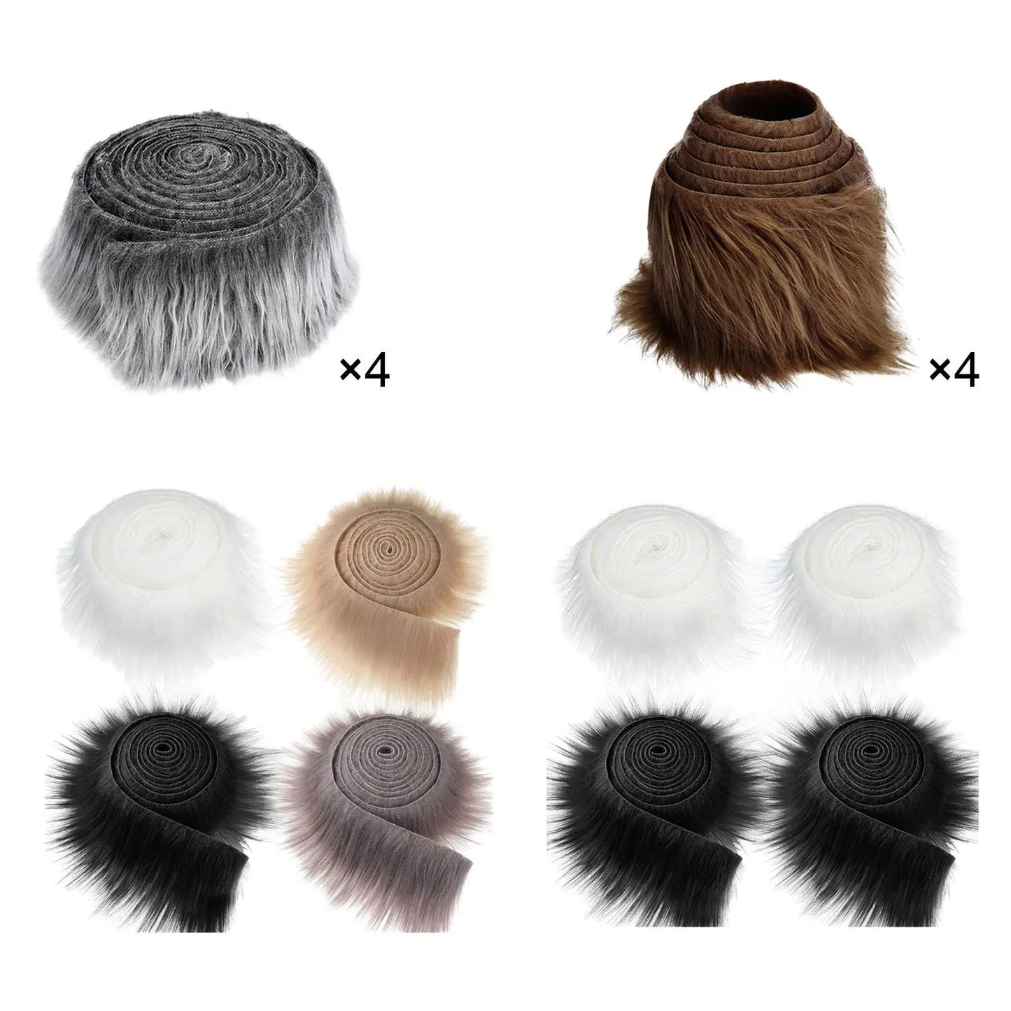 4Pcs Faux Fur Fabric Costume DIY Soft Supplies Crafting Toy Fuzzy for Hat Shoes