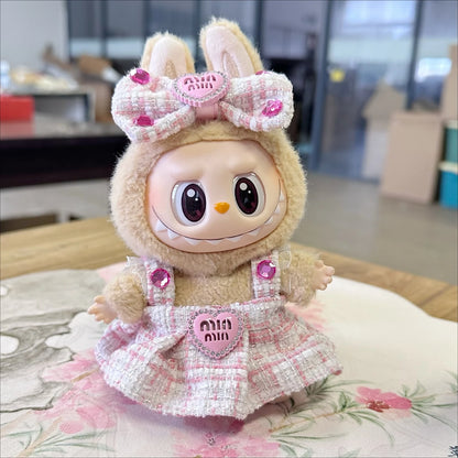 Cute Doll Clothes Outfit Accessories Classic Dress Set for 17CM Labubu V2 Mini Dolls Clothing Girl Kid Gift Labubu Ropa