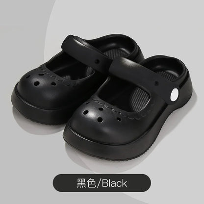 Summer Solid Girls Slippers EVA Soft Anti Slip Platform Kids Clogs Shoes Waterproof Hollow Out Garden Beach Children Slippers