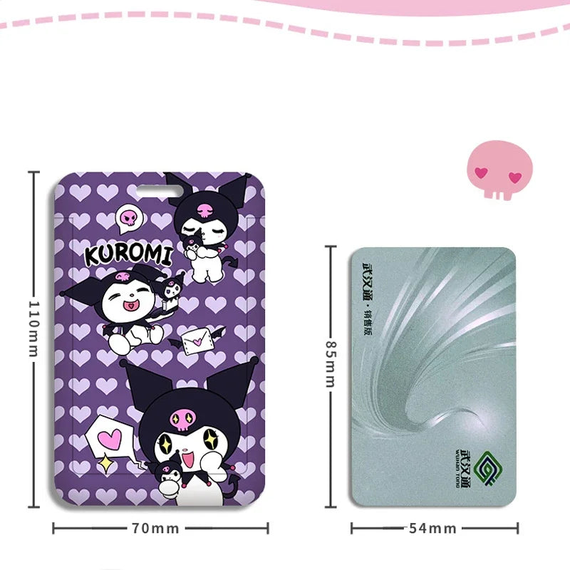 Cute Kuromi ID Badge Card Holder Lanyard Sanrio Girls Door Card Case Neck Strap Credit Card Holder Credentials Accessories Gift