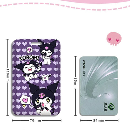 Cute Kuromi ID Badge Card Holder Lanyard Sanrio Girls Door Card Case Neck Strap Credit Card Holder Credentials Accessories Gift