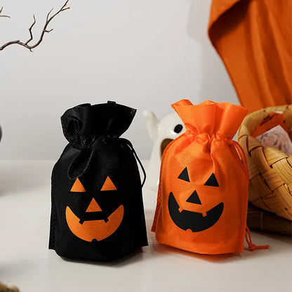 5/10/20 PCS Halloween Pumpkin Candy Bag Non-Woven Fabric Drawstring Storage Bags Gift Packaging Pouch Party Supplies Kid Favor