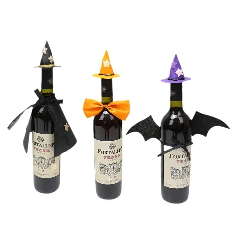 Halloween Mini Witch Hat Bottle Decoration Halloween Party Wine Bottle Hat Happy Halloween Day 2025 Home Dinner Table Supplies