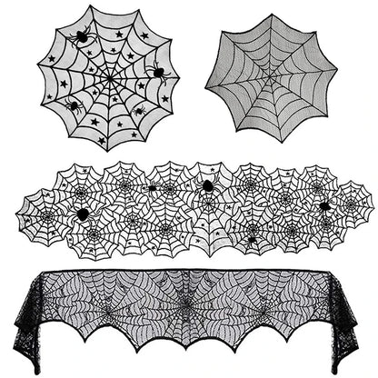 Halloween Tablecloth Table Cover Halloween Fireplace Decor Halloween Spider Web Tablecloth Halloween Party Decoration Supplies