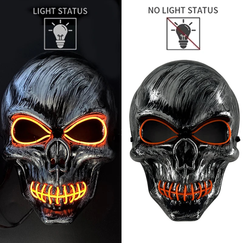 Halloween Scary Skull Skeleton Mask LED Light Up Mask for Halloween Festival Cosplay Costume Parties Carnival Night