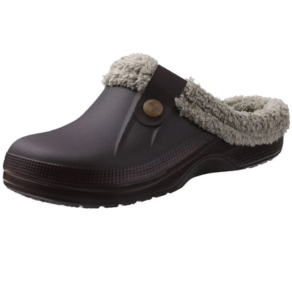 Evshine Winter Warm Clogs Men Waterproof Garden Slippers Fur Clogs Slippers Fuzzy Plush Slippers Bedroom Shoe for Indoor Outdoor