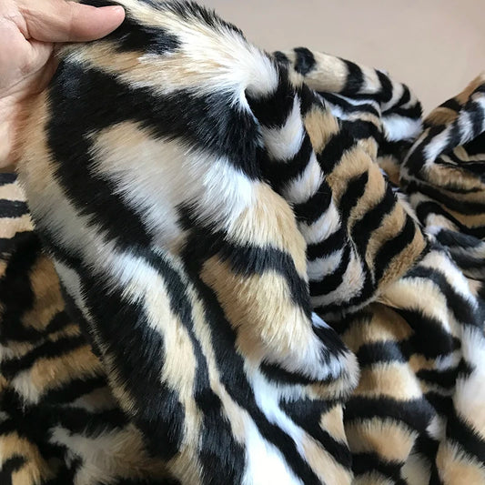 Tiger Pattern Plush Fabric Woolen Cloth Artificial Fur Background Cloth Faux Fur Fabric for Patchwork