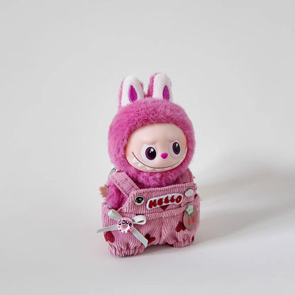 Love Overalls for Mini Labubu V4 V3 V2 V1 Clothing for Labubu 4.0 the Monsters Pin for Love Series Doll Accessories