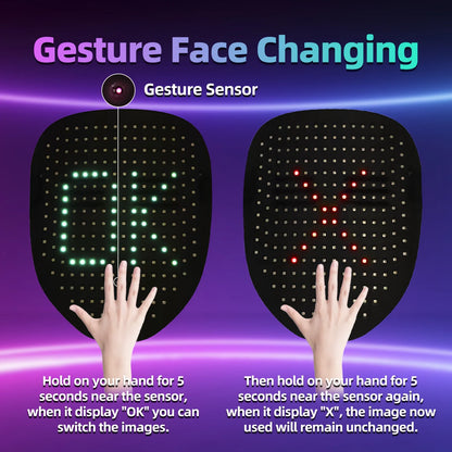 With 50 Patterns LED Mask, Halloween Mask With Gesture Sensing, Costume Parties, Cosplay, Clubs, Ideal Halloween/Christmas Gift