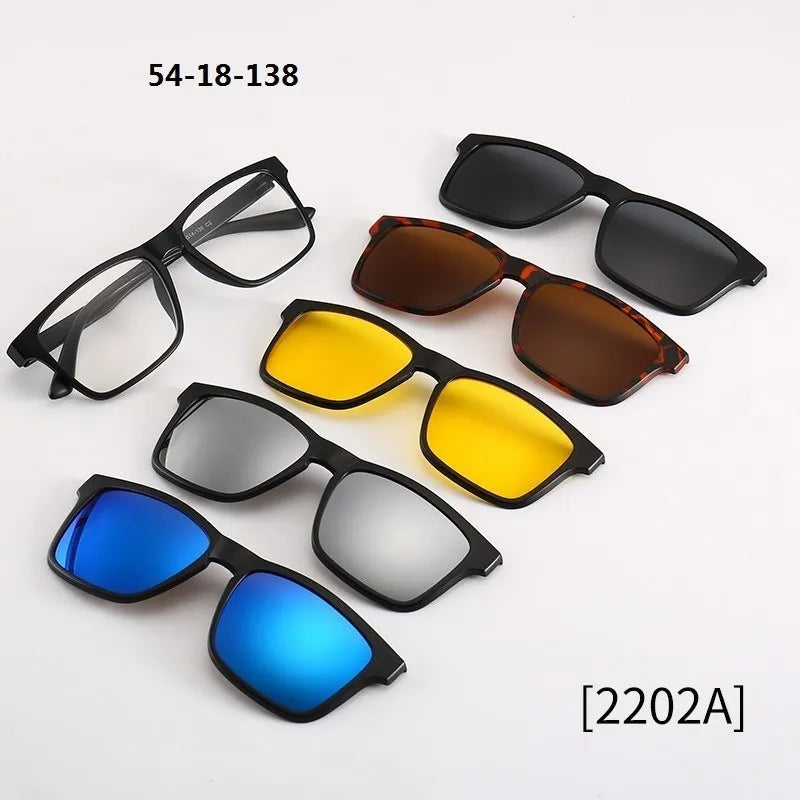 6 in 1 Custom Men Women Polarized Optical Magnetic Sunglasse Magnet Clip on Sunglasses Polarization Clip on Sun Glasses Frame