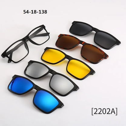 6 in 1 Custom Men Women Polarized Optical Magnetic Sunglasse Magnet Clip on Sunglasses Polarization Clip on Sun Glasses Frame