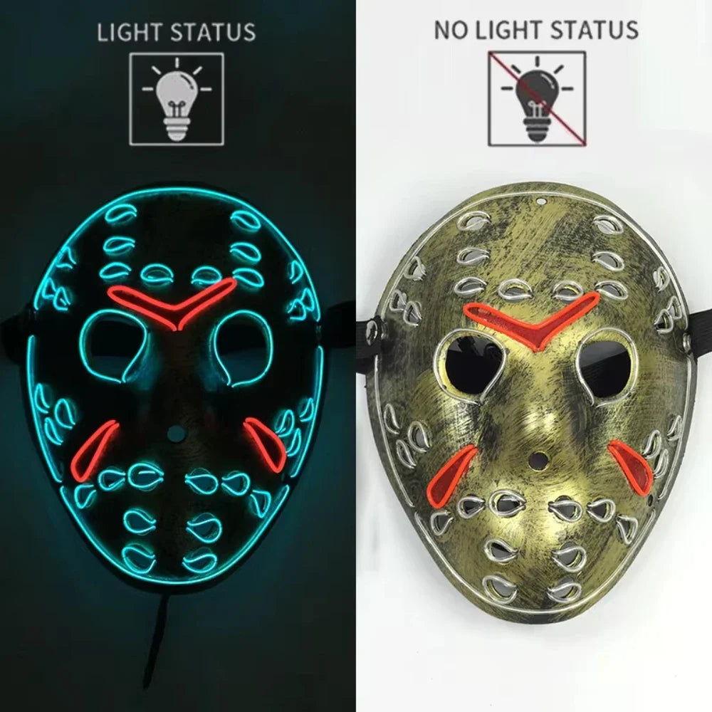 Halloween Mask LED Glowing Horror Mask for Holiday Character Dress Up Halloween Costume Costume Costume Essentials Supplies
