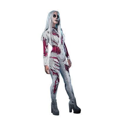 Halloween Costume Adult Cosplay Scary Skeleton Skull Clothing Carnival Party Zombie Costumes Jumpsuit Full Sets Unisex Bodysuit