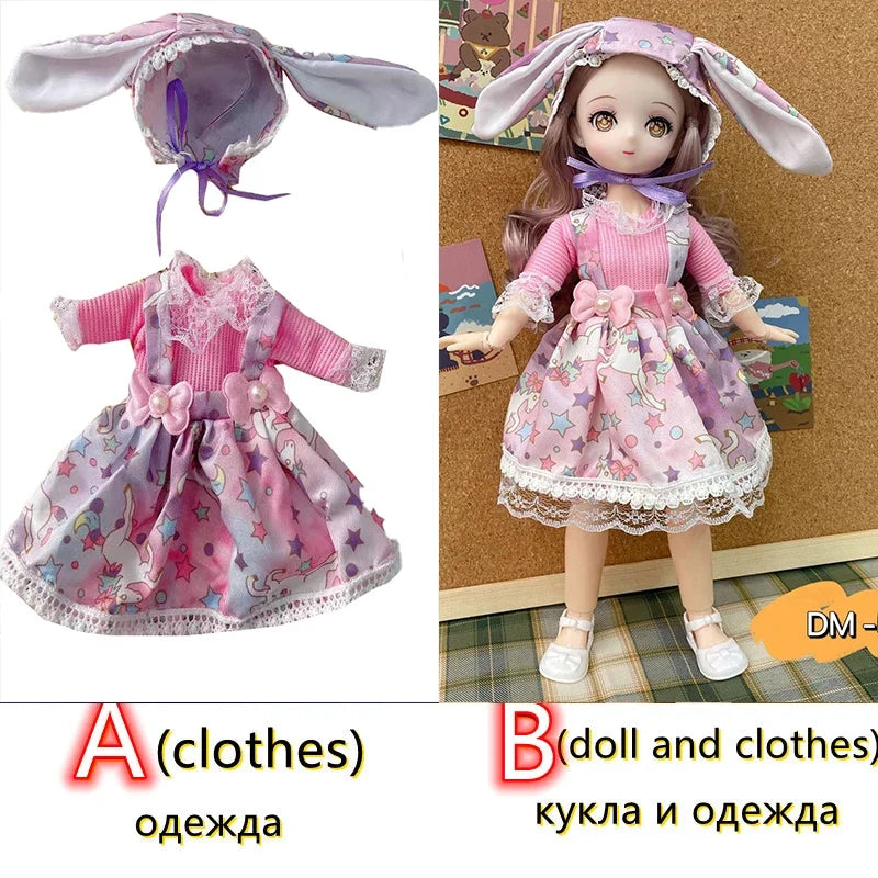 Fashion 30cm BJD Doll Anime Face Two-Dimensional Princess Doll (B) or Dress Up Clothes (A) Accessories Kids Girls Doll Toy Gift
