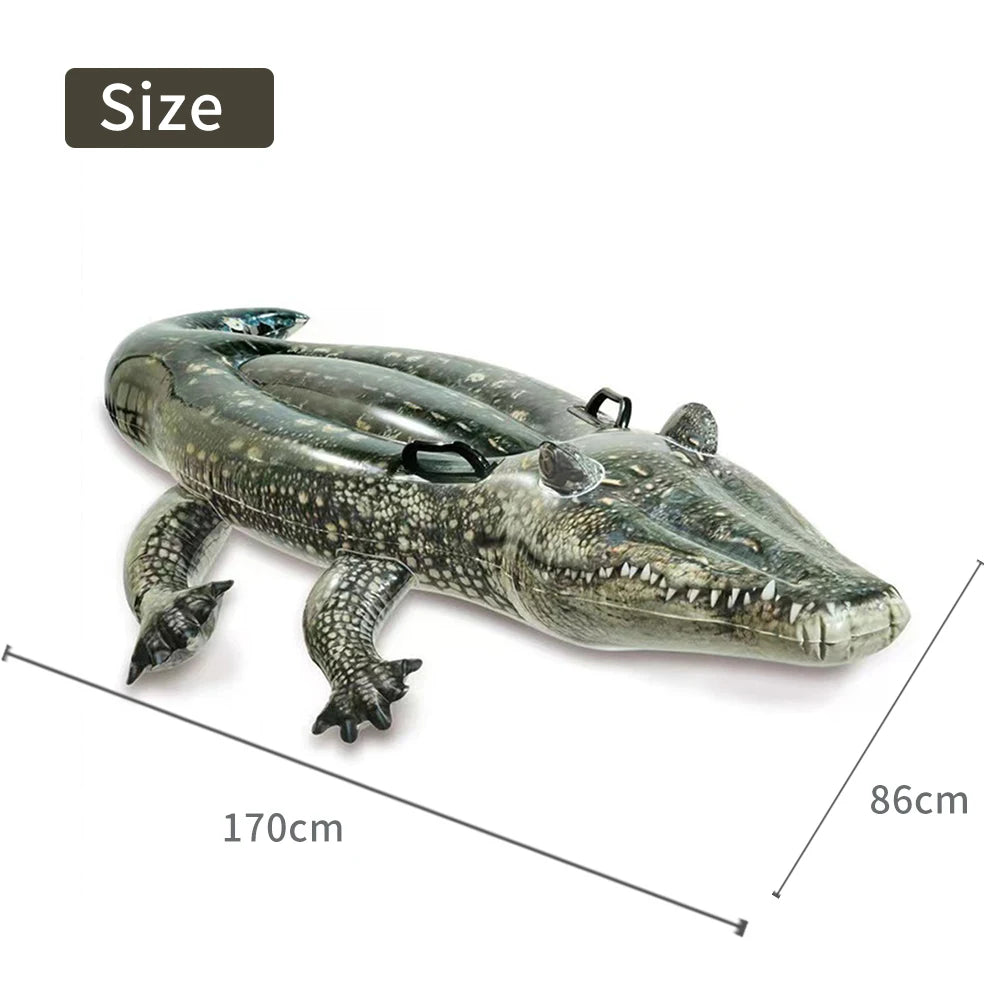 170cm Adults Kid Water Party Toys Inflatable Alligator Seat Ride Swimming Ring Crocodile Float Pool Beach Party Water Supplies