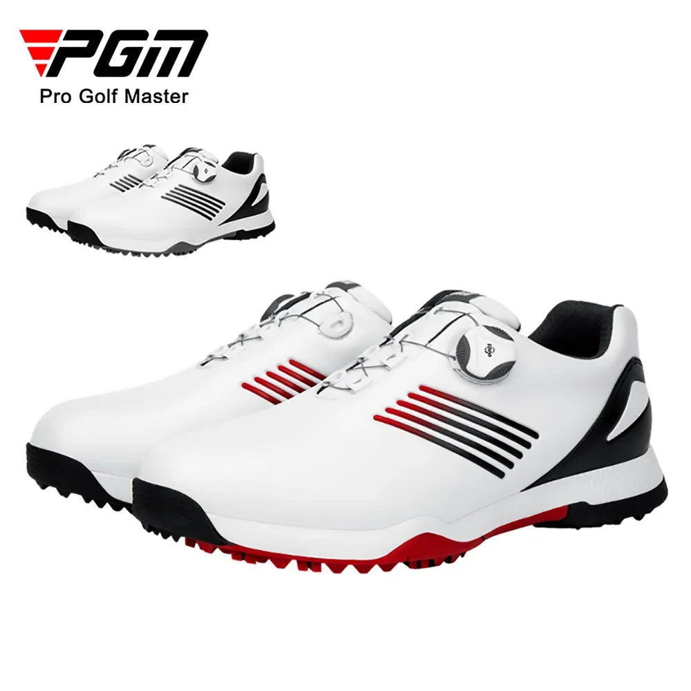 PGM Golf Shoes Mens Comfortable Knob Buckle Golf Men'S Shoes Waterproof Genuine Leather Sneakers Spikes Nail Non-Slip XZ152