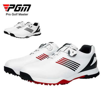 PGM Golf Shoes Mens Comfortable Knob Buckle Golf Men'S Shoes Waterproof Genuine Leather Sneakers Spikes Nail Non-Slip XZ152