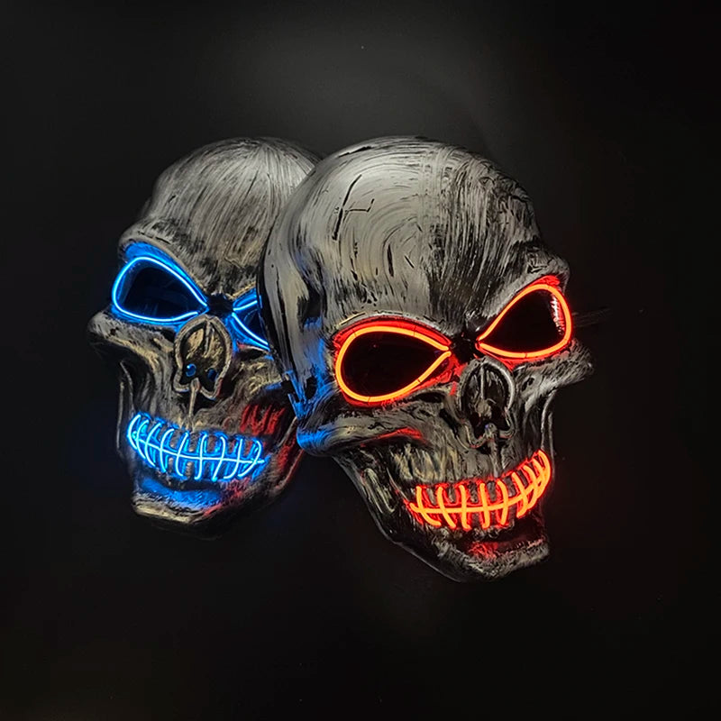 Halloween Scary Skull Skeleton Mask LED Light Up Mask for Halloween Festival Cosplay Costume Parties Carnival Night