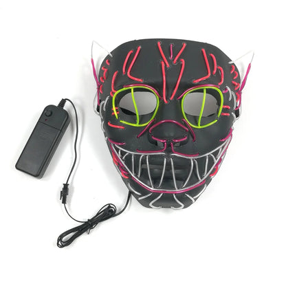 High Quality Cat King Full Face  Headgear Mask Nightclub Disco Decorative Light Mask Halloween LED Glowing Mask