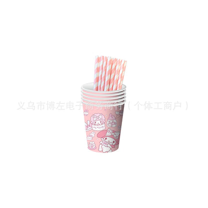 Sanrio Melody Theme Children'S Birthday Party Decoration Flag Streamer Disposable Meal Girl Dinner Party Set Plate Tablecloth