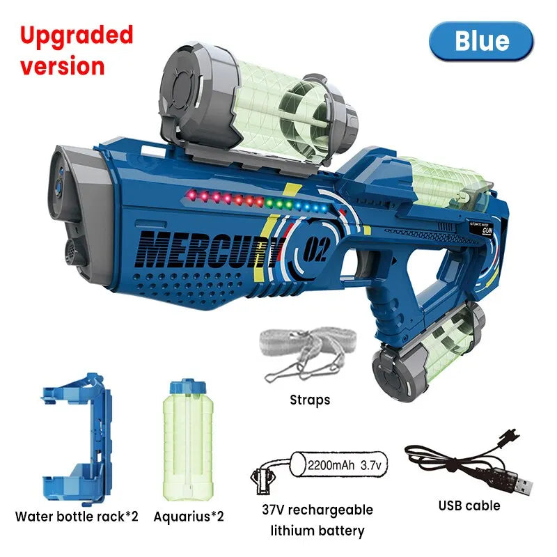 2024 NEW Summer Fully Automatic Luminous Water Blaster Gun，Electric Continuous Firing Water Gun，Pool Toy for Adult Kid Boy Gift