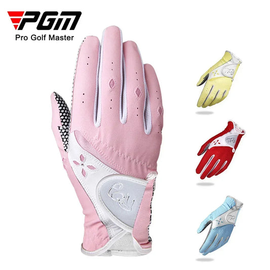 PGM 1 Pairs Women Golf Gloves Soft Breathable PU Leather With Non-Slip Particle Outdoor Sports Wholesale Golf Gloves Ladies
