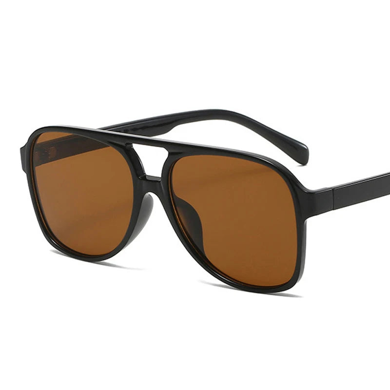 Fashion Pilot Oversized Sunglasses Woman Personality Double Bridges Sun Glasses Female Retro Leopard Orange Mirror Eyewear