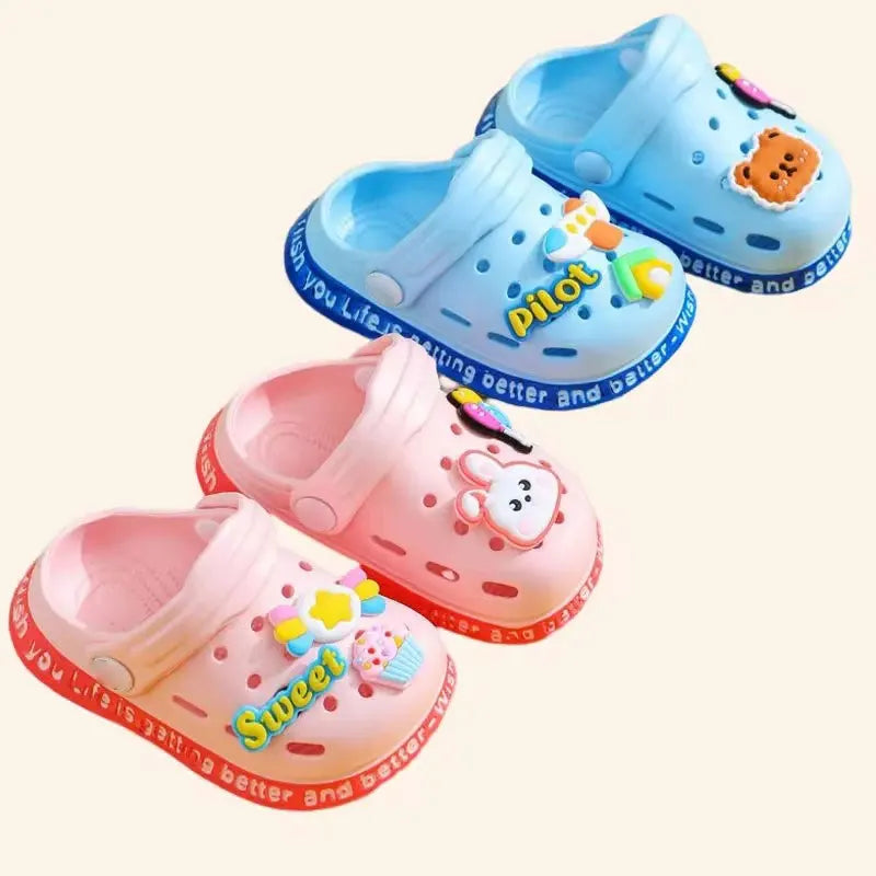 Summer Kids ShoesSandals Hole Children's Shoes Slippers Soft Anti-Skid Cartoon Design Hole Baby Shoes Sandy Beach for Boys Girls