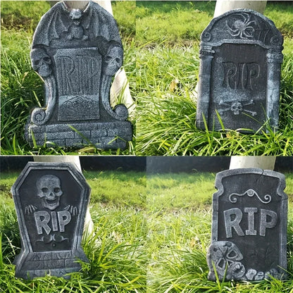 4 Pcs Realistic Halloween Tombstone Decorations Are Used for Haunted Houses Courtyards and Outdoor Halloween Parties.