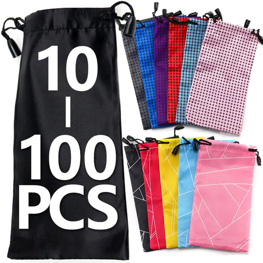 10-100pcs Portable Soft Cloth Waterproof Sunglasses Bag Microfiber Dust Storage Pouch Glasses Carry Bag Eyewear Case Container