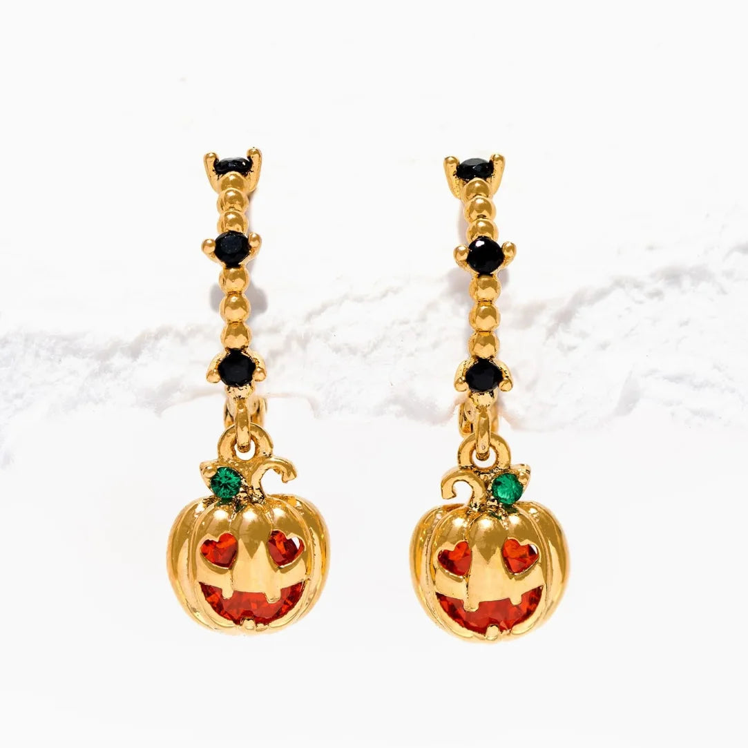 New Halloween Gothic Cute Oil Drip Pumpkin Ghost Skull Stud Earrings for Women Fashion Jewelry Gift Wholesale