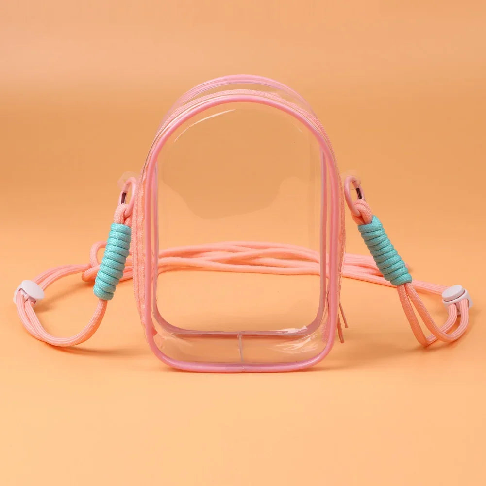For 15cm Labubu V2 Sitting Party Cotton Doll Crossbody Pain Bag Pvc Storage Bag Hairball Dolls Display Bag (No Dolls)