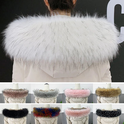 Women Faux Fur Collar Scarf Winter Warm Thick Imitation Fur Shawl Collar Plush Fluffy Neck Warmer Scarves Coat Accessories