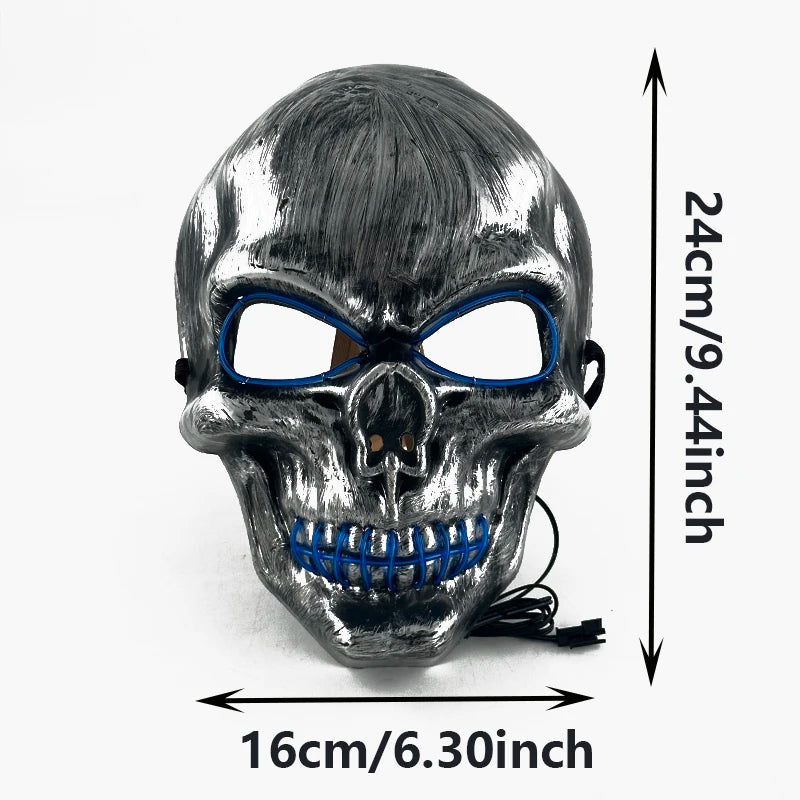 Halloween Scary Skull Skeleton Mask LED Light Up Mask for Halloween Festival Cosplay Costume Parties Carnival Night