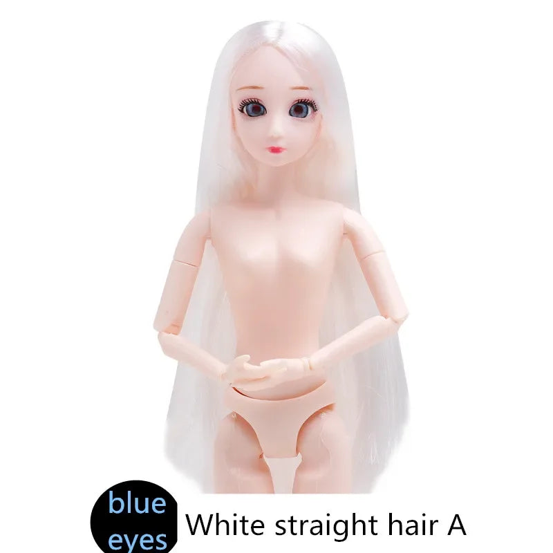 30cm 20 Movable Joints 3D Simulated Eyes Blue Purple Black Eye Long Hair 1/6 BJD Hinged Doll DIY Toy for Girls Gift