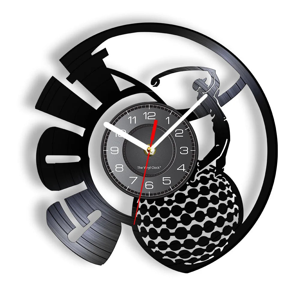 Golfer Wall Clock Sports Golf Club Vinyl Record Wall Clock Golf Gifts for Him Golf Fan Golf Player Silhouette Decorative Clock