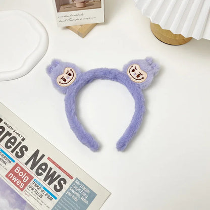 New Cartoon Labubu Plush Hairbands Cute Kawaii Bubble Rabbit Face Wash Non-Slip Hair Pressure Headband
